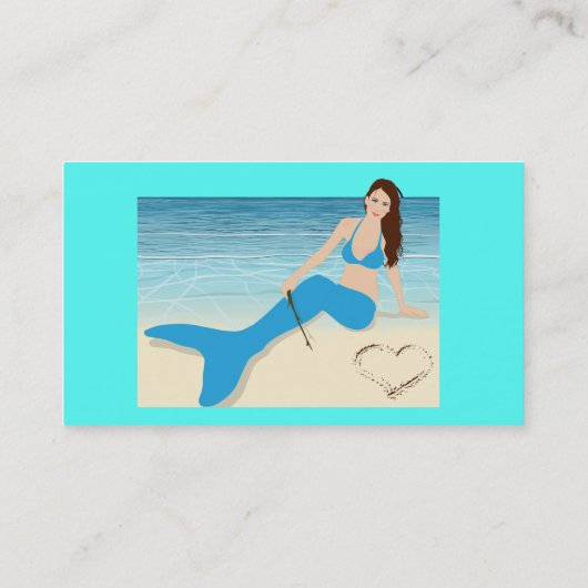 Beach Mermaid Valentine Thunder_Cove Visitenkarte (Rückseite)