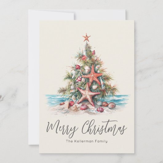 Beach Merry Christmas Feiertagskarte (Vorderseite)