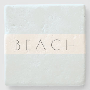 Beach Modern Blue White Typografie Coastal Steinuntersetzer