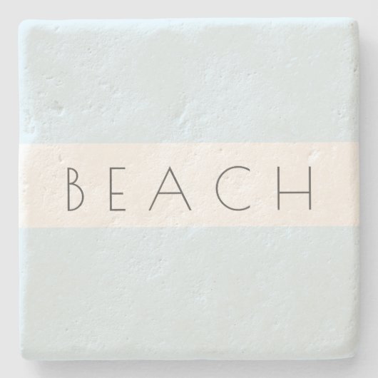 Beach Modern Blue White Typografie Coastal Steinuntersetzer (Vorderseite)