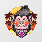Beach Monkey Fensteraufkleber (Blatt)