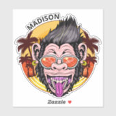 Beach Monkey individuelle Name Aufkleber (Blatt)