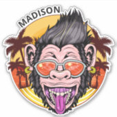 Beach Monkey individuelle Name Aufkleber (Vorderseite)