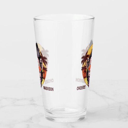 Beach Monkey individuelle Name Glas (Rechts)