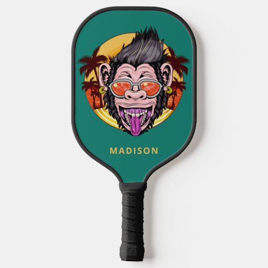 Beach Monkey individuelle Name Pickleball Schläger (Rückseite)
