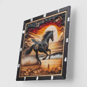 Beach Morgan Gallop: Charred Wood Scene Quadratische Wanduhr (Winkel)