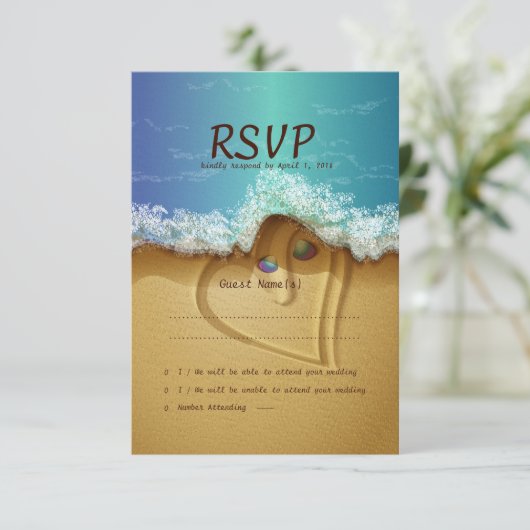 Beach Muschel Couple UAWG Wedding Card RSVP Karte (Stehend Vorderseite)