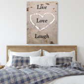Beach Muschel Herz. Live Liebe Laugh Leinwanddruck (Insitu (Schlafzimmer))