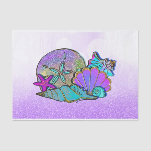 Beach Muscheln Glitzer Sparkle Geburtstagsparty Seidenpapier (Vorderseite)