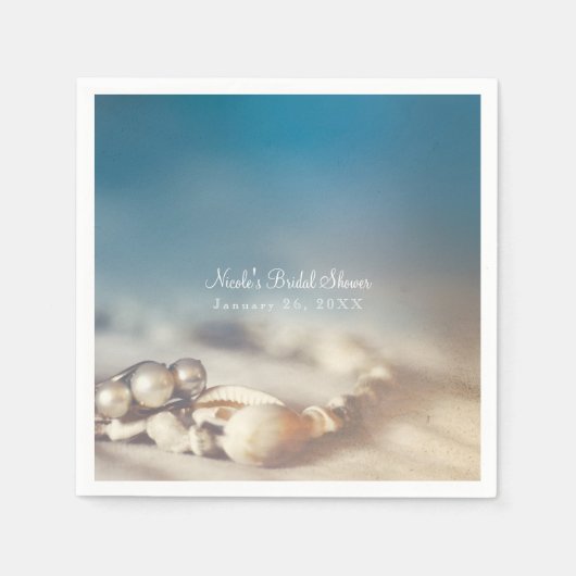 Beach Muscheln & Pearl Jewelry Elegantes Brautpart Serviette (Vorderseite)