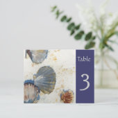 Beach Muscheln Tischnummer Card (Stehend Vorderseite)