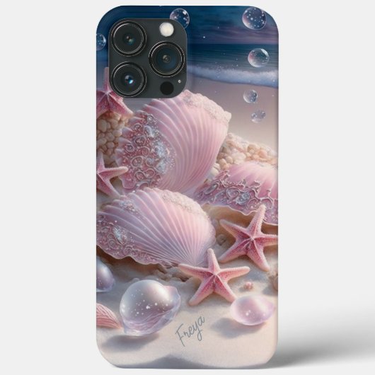 Beach Muscheln Trendy Modern Girl Personalisierter Case-Mate iPhone Hülle (Rückseite)