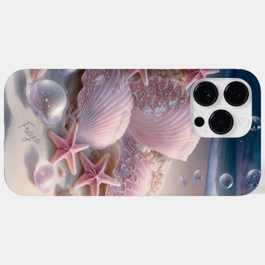 Beach Muscheln Trendy Modern Girl Personalisierter Case-Mate iPhone Hülle (Rückseite (Horizontal))
