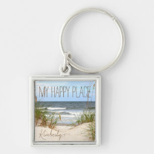 "Beach My Happy Place w/Name" Schlüsselanhänger