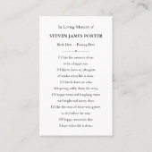 Beach Nature Beileid Beerdigung Gedenkkarte Visitenkarte (Rückseite)