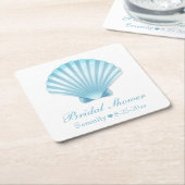 Beach Nautic Brautparty Muschel Blue Türkis Rechteckiger Pappuntersetzer (angewinkelt)