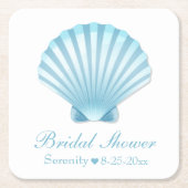 Beach Nautic Brautparty Muschel Blue Türkis Rechteckiger Pappuntersetzer (Vorderseite)