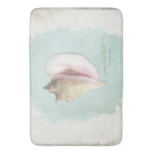 Beach Nautic Conch Muschel Watercolor Blue White Badematte (Vorderseite Vertikal)