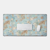 Beach Nautic Sea Turtle Seepferd Starfish Aqua Schreibtischunterlage (Tastatur & Maus)