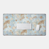 Beach Nautic Sea Turtle Seepferd Starfish Blau Schreibtischunterlage (Tastatur & Maus)
