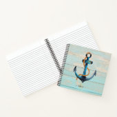 Beach Nautical Anchor Mit Monogramm Spiral Noteboo Notizblock (Innenseite)