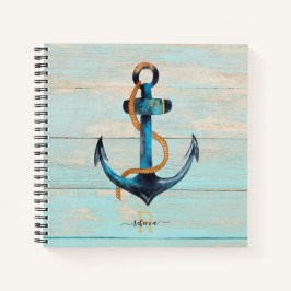 Beach Nautical Anchor Mit Monogramm Spiral Noteboo Notizblock
