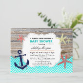 Beach Nautical Baby Dusche Einladung (Stehend Vorderseite)