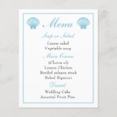 Beach Nautical Blue Seashell Wedding Menu (Vorderseite)