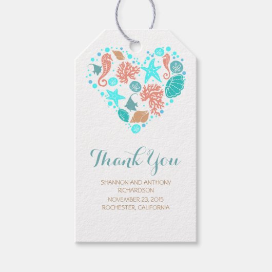 Beach Nautical Ocean Treasures Heart Wedding Geschenkanhänger (Vorderseite)