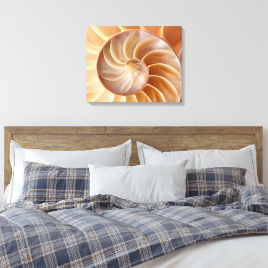 Beach Nautilus Muschel Art Canvas Print Leinwanddruck (Insitu (Schlafzimmer))