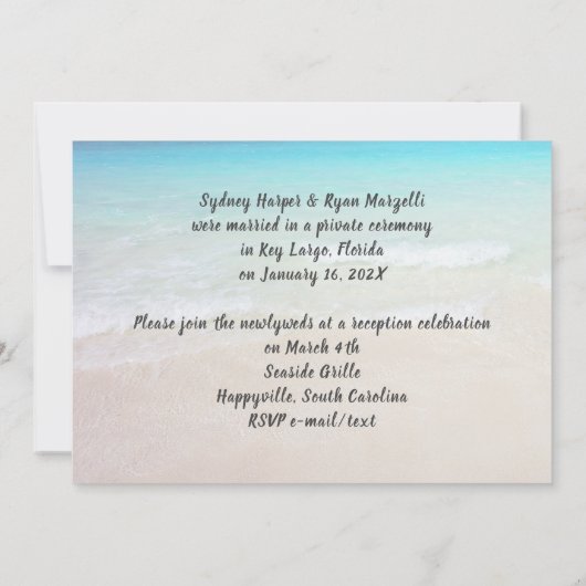 Beach Neuvermählte Private Ehe Notice Flat Cards (Rückseite)