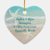 Beach New Zuhause First Christmas Starfish Keramik Ornament (Hinten)