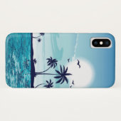 Beach Night mit Moon Birds Palm Tree Ocean Cloud Case-Mate iPhone Hülle (Rückseite (Horizontal))