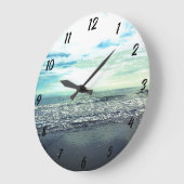 Beach Ocean Abstrakt Blue Gray Artistic Modern Große Wanduhr (Winkel)