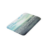 Beach Ocean Abstrakt Blue Grey Green Art Badematte (Schrägansicht)