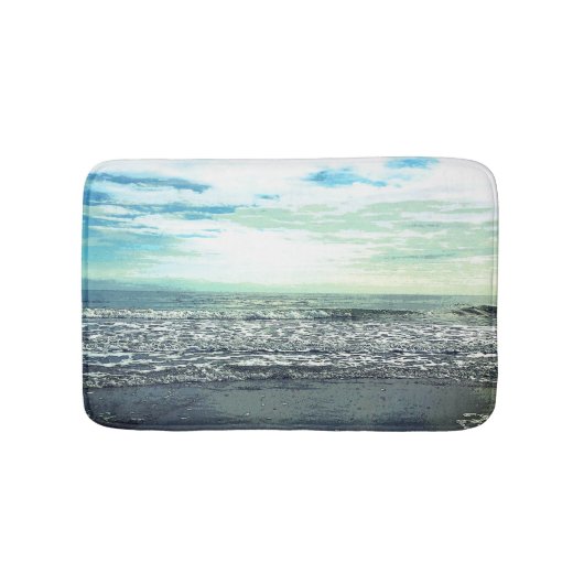 Beach Ocean Abstrakt Blue Grey Green Art Badematte (Vorderseite)