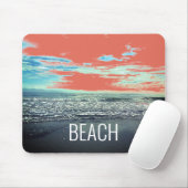 Beach Ocean Artistic Typografy Blue Orange Landsch Mousepad (Mit Mouse)