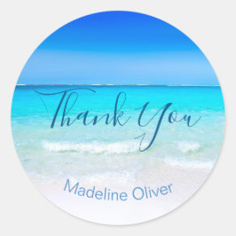 Beach Ocean Blue Sand Modern Vielen Dank Runder Aufkleber