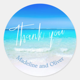 Beach Ocean Blue Sand Modern Vielen Dank Runder Aufkleber