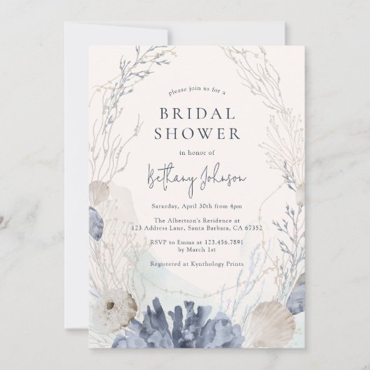 Beach Ocean Bridal Dusche Einladung (Vorderseite)