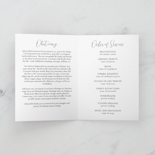 Beach Ocean Celebration of Life Foto Beerdigung Programm (Innenseite)