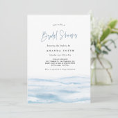 Beach Ocean Coast Dusty Blue Brautparty Invit Einladung (Stehend Vorderseite)