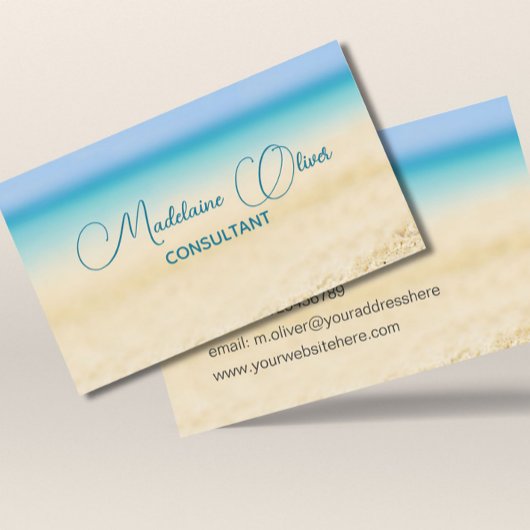 Beach Ocean Coastal Blau Moderner Chic Visitenkarte