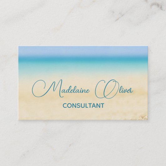 Beach Ocean Coastal Blau Moderner Chic Visitenkarte (Vorderseite)