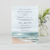 Beach Ocean Destination Elegant QR Code Wedding Einladung (Stehend Vorderseite)
