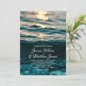 Beach Ocean Destination Nautical Sunset Wedding Einladung (Stehend Vorderseite)