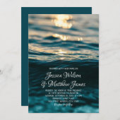 Beach Ocean Destination Nautical Sunset Wedding Einladung (Vorne/Hinten)