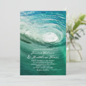 Beach Ocean Destination Surfen Schöne Hochzeit Einladung (Stehend Vorderseite)