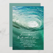 Beach Ocean Destination Surfen Schöne Hochzeit Einladung (Vorne/Hinten)