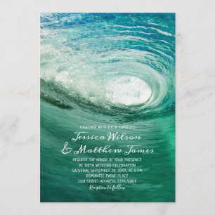 Beach Ocean Destination Surfen Schöne Hochzeit Einladung